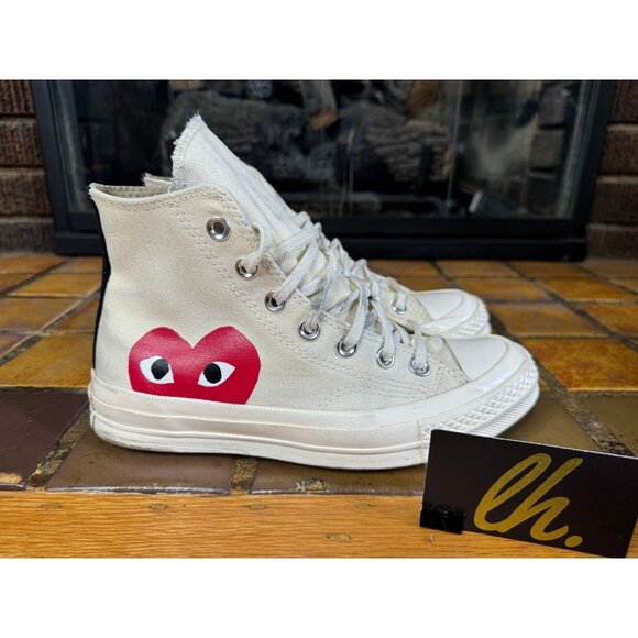 Mens 5 Comme des Garçons Play Chuck 70 High Milk Chuck Taylor All Star 150205c - Picture 1 of 9